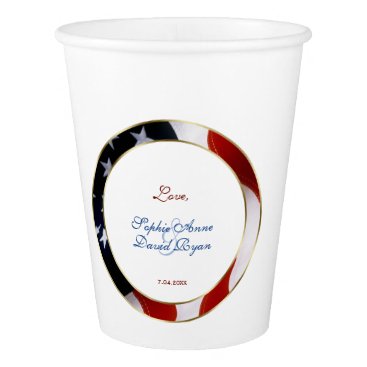 Patriotic, Elegant USA Flag Gold Frame Enagement Paper Cup Patriotic, Elegant USA Flag Gold Frame Enagement Paper Cup