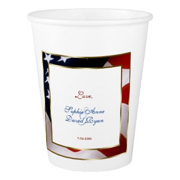 Patriotic, Elegant USA Flag Gold Frame Wedding Paper Cup Patriotic, Elegant USA Flag Gold Frame Wedding Paper Cup