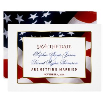 Patriotic, Elegant USA Flag Gold Save The Date Card Patriotic, Elegant USA Flag Gold Save The Date Card