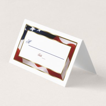 Patriotic, Elegant USA Flag Gold Table Number Place Card Patriotic, Elegant USA Flag Gold Table Number Place Card