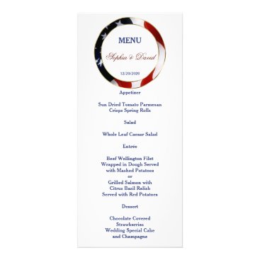 Patriotic, Elegant USA Flag Gold Wedding Menu Patriotic, Elegant USA Flag Gold Wedding Menu