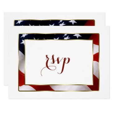 Patriotic, Elegant USA Flag Gold Wedding RSVP Card Patriotic, Elegant USA Flag Gold Wedding RSVP Card