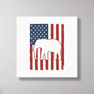 Patriotic Elephant Flag Vintage Vector Design_1 Canvas Print