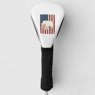 Patriotic Elephant Flag Vintage Vector Design_1 Golf Head Cover