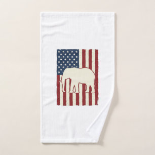 Patriotic Elephant Flag Vintage Vector Design_1 Hand Towel