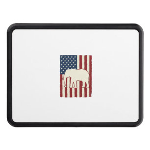Patriotic Elephant Flag Vintage Vector Design_1 Hitch Cover