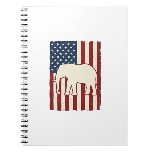 Patriotic Elephant Flag Vintage Vector Design_1 Notebook