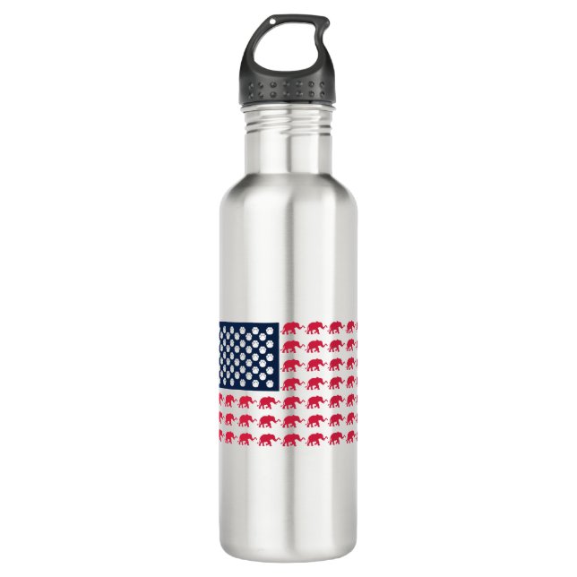 patriotic elephants stainless steel water bottle (Front)