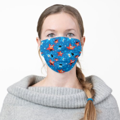 Patriotic Elmo and Cookie Monster Pattern Adult Cloth Face Mask