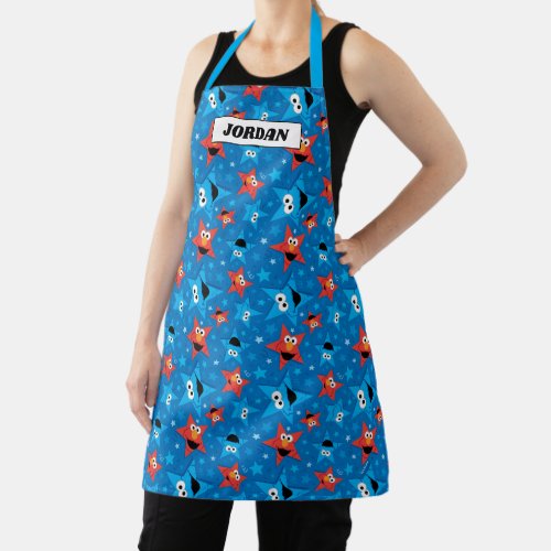 Patriotic Elmo and Cookie Monster Pattern Apron