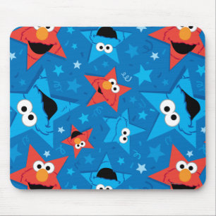 Patriotic Elmo and Cookie Monster Pattern Mouse Pad