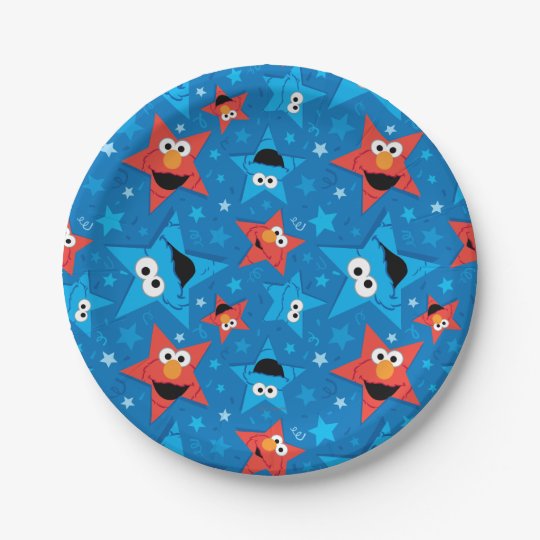 Patriotic Elmo and Cookie Monster Pattern Paper Plate | Zazzle.com