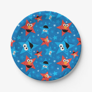 Patriotic Elmo and Cookie Monster Pattern Paper Plates