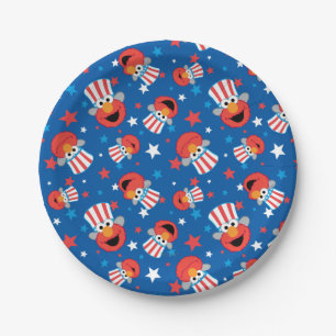 Patriotic Elmo Pattern Paper Plates