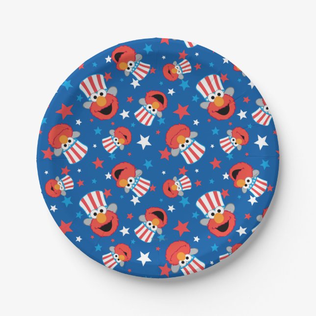 Patriotic Elmo Pattern Paper Plates (Front)
