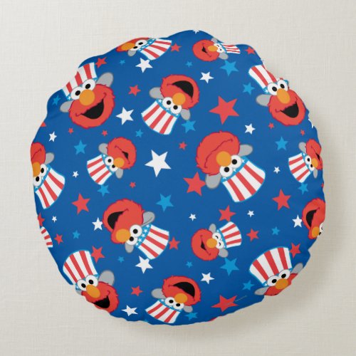Patriotic Elmo Pattern Round Pillow