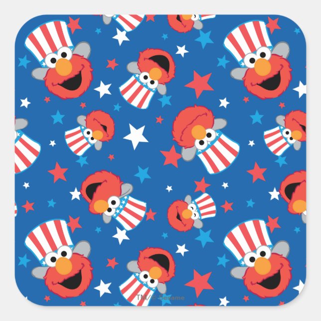 Patriotic Elmo Pattern Square Sticker (Front)