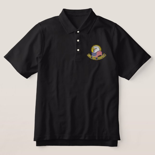 Patriotic Embroidery Embroidered Polo Shirt (Design Front)