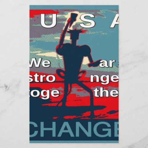 Patriotic Empowering USA Change Stronger Together Stationery