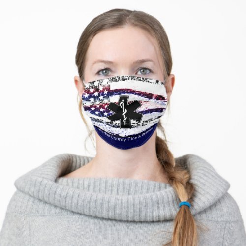 Patriotic EMS Logo Fire and Rescue Reusable Adult Cloth Face Mask