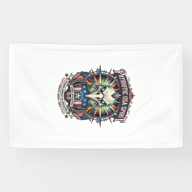 Patriotic End Of Days Eagle Skull Zombie Apocalyps Banner (Horizontal)