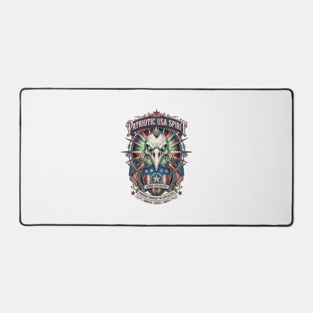 Patriotic End Of Days Eagle Skull Zombie Apocalyps Desk Mat (Front)