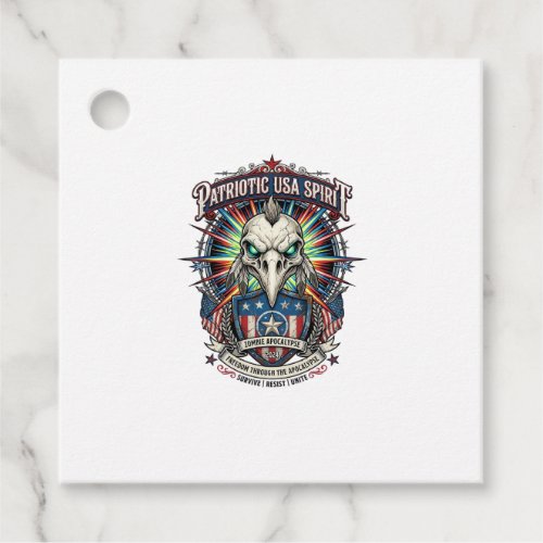 Patriotic End Of Days Eagle Skull Zombie Apocalyps Favor Tags