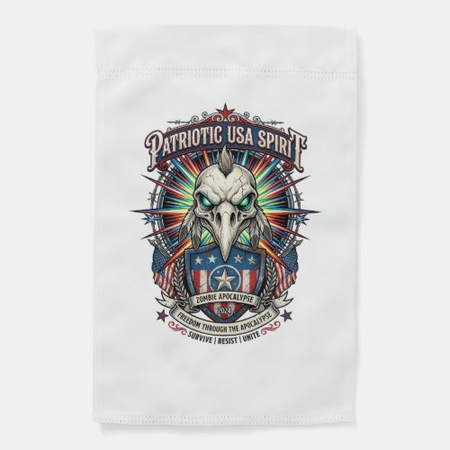 Patriotic End Of Days Eagle Skull Zombie Apocalyps Garden Flag