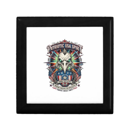 Patriotic End Of Days Eagle Skull Zombie Apocalyps Gift Box