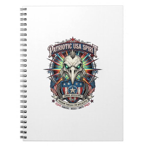 Patriotic End Of Days Eagle Skull Zombie Apocalyps Notebook