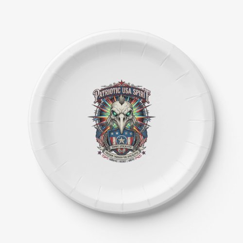 Patriotic End Of Days Eagle Skull Zombie Apocalyps Paper Plates