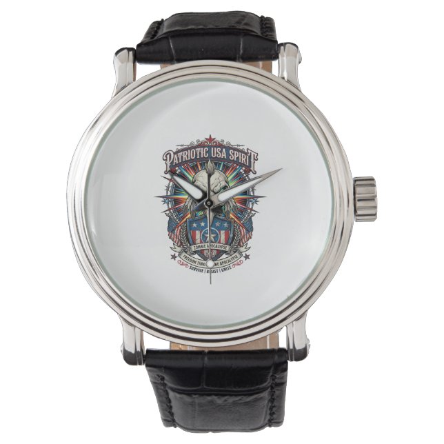 Patriotic End Of Days Eagle Skull Zombie Apocalyps Watch (Front)
