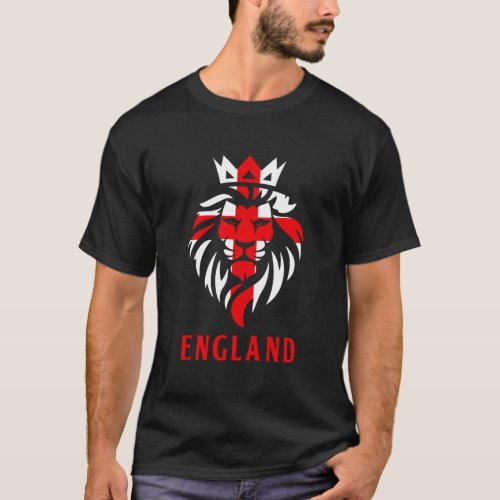 Patriotic England Football Soccer Fan Crown Lion H T_Shirt