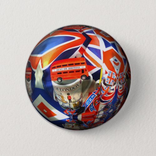 Patriotic England London collage art accessories Pinback Button