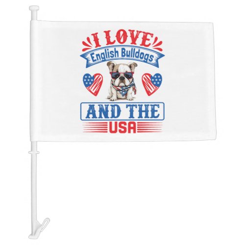 Patriotic English Bulldog Dog Car Flag