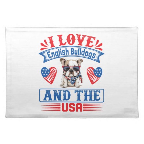 Patriotic English Bulldog Dog Cloth Placemat