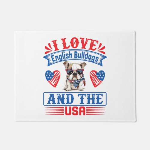 Patriotic English Bulldog Dog Doormat