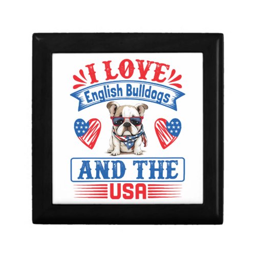 Patriotic English Bulldog Dog Gift Box