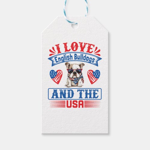 Patriotic English Bulldog Dog Gift Tags