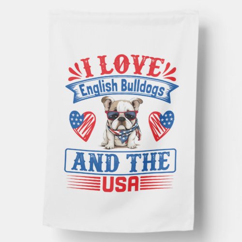 Patriotic English Bulldog Dog House Flag