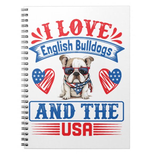 Patriotic English Bulldog Dog Notebook