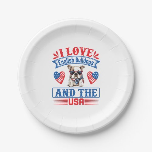 Patriotic English Bulldog Dog Paper Plates