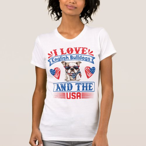 Patriotic English Bulldog Dog T_Shirt