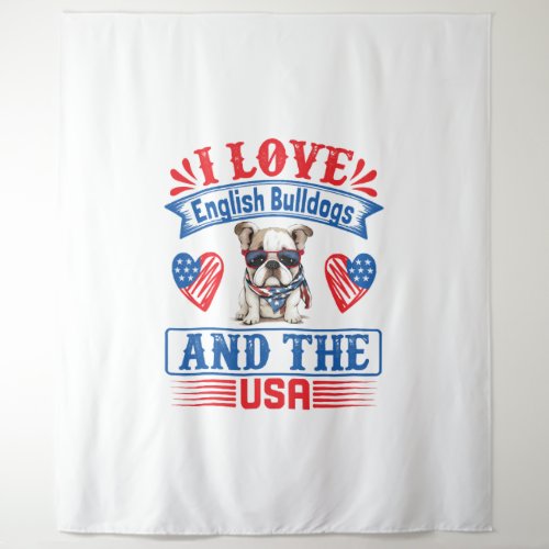 Patriotic English Bulldog Dog Tapestry