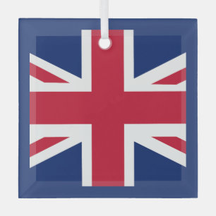 Patriotic English Flag Glass Ornament