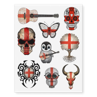 Patriotic English Flags Collection Temporary Tattoos