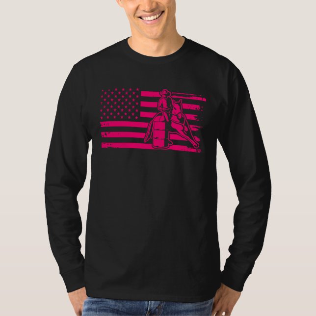 Patriotic Equestrian 4th Of July American Flag Bar T-Shirt (Front)