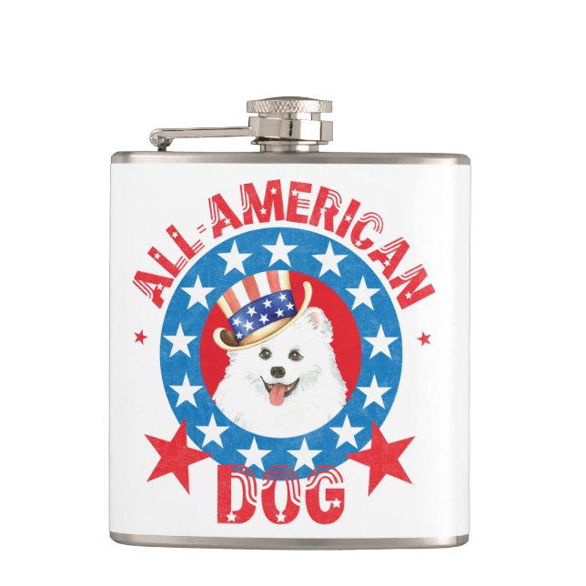 Patriotic Eskie Hip Flask (Front)