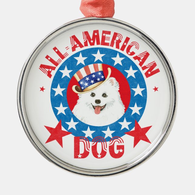 Patriotic Eskie Metal Ornament (Front)