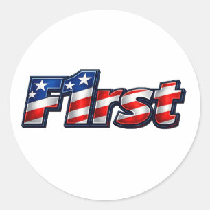 Patriotic F1rst Flag Design Classic Round Sticker